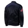 Atlanta braves starter wordmark navy satin varsity jacket 2