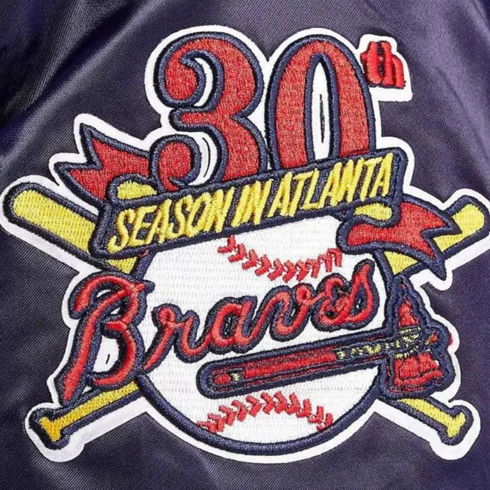 Atlanta braves starter world series navy satin varsity jacket 3