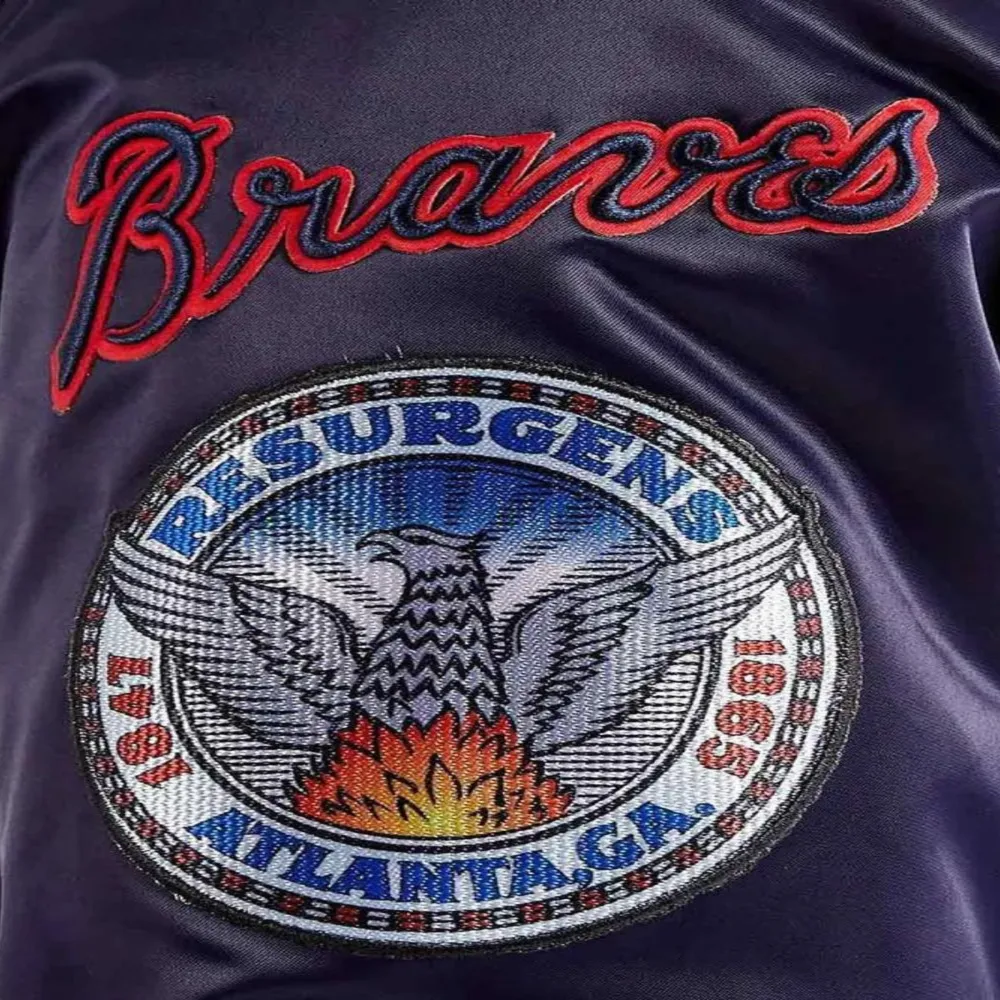 Atlanta braves starter world series navy satin varsity jacket 4