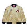 Atlanta braves team og 20 full zip satin varsity jacket gold 1