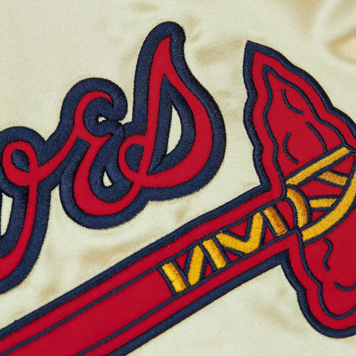 Atlanta braves team og 20 full zip satin varsity jacket gold 7