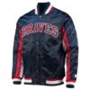 Atlanta braves the ace satin varsity jacket navy 2