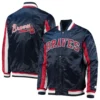 Atlanta braves the ace satin varsity jacket navy 3