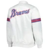Atlanta braves the power forward full snap satin varsity jacket white 1