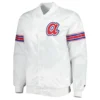 Atlanta braves the power forward full snap satin varsity jacket white 2