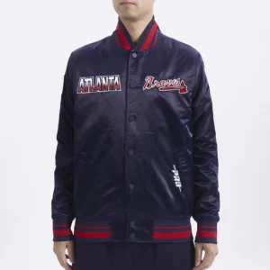 Atlanta braves turn it up m satin varsity jacket