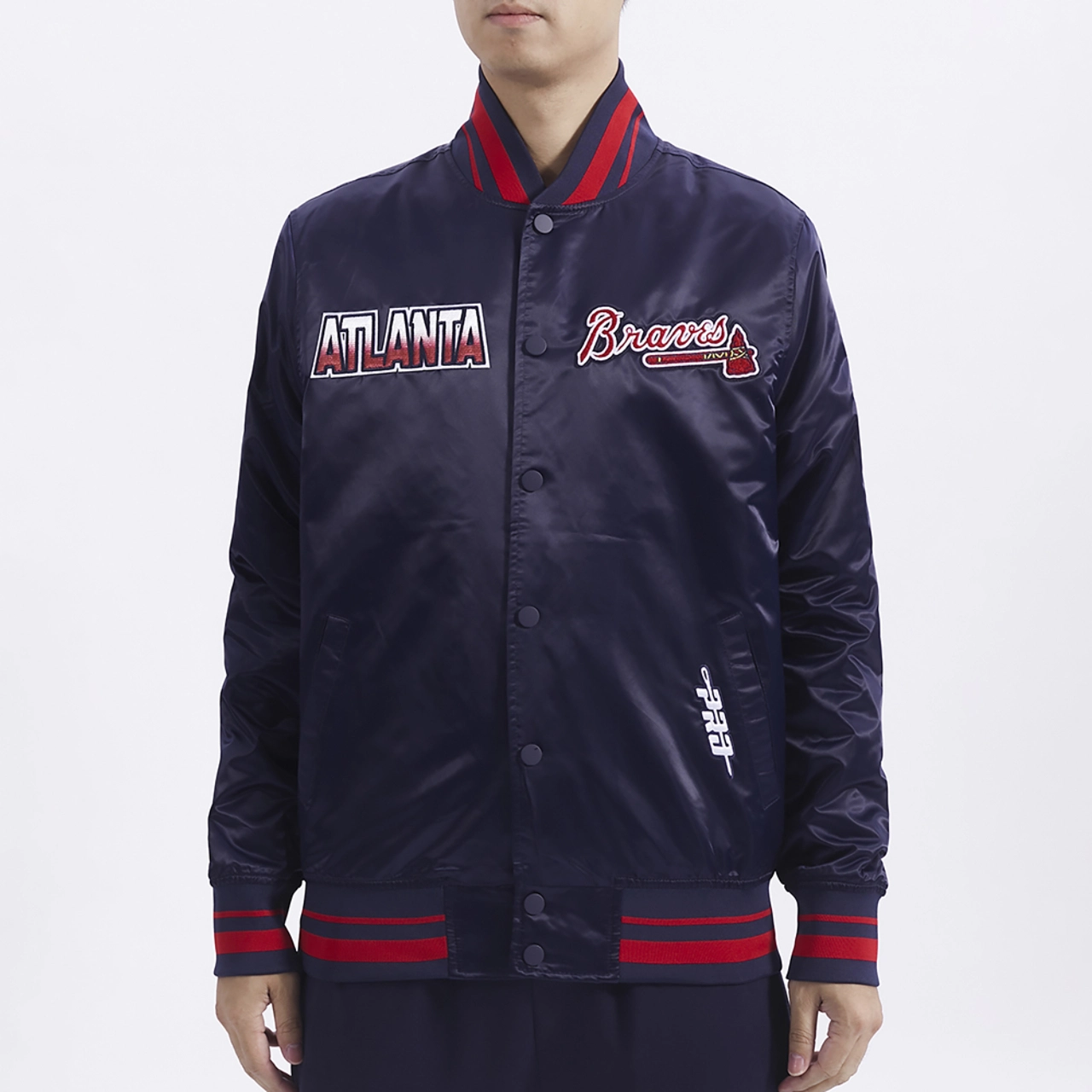 Atlanta braves turn it up m satin varsity jacket