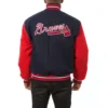 Atlanta braves two tone embroidered logo wool varsity jacket navy red 2