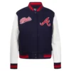 Atlanta braves womens script tail wool leather varsity jacket 1 1