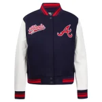 Atlanta Braves Script Tail Women's Wool/Leather Jacket