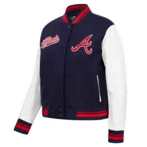 Atlanta braves womens script tail wool leather varsity jacket 7 1