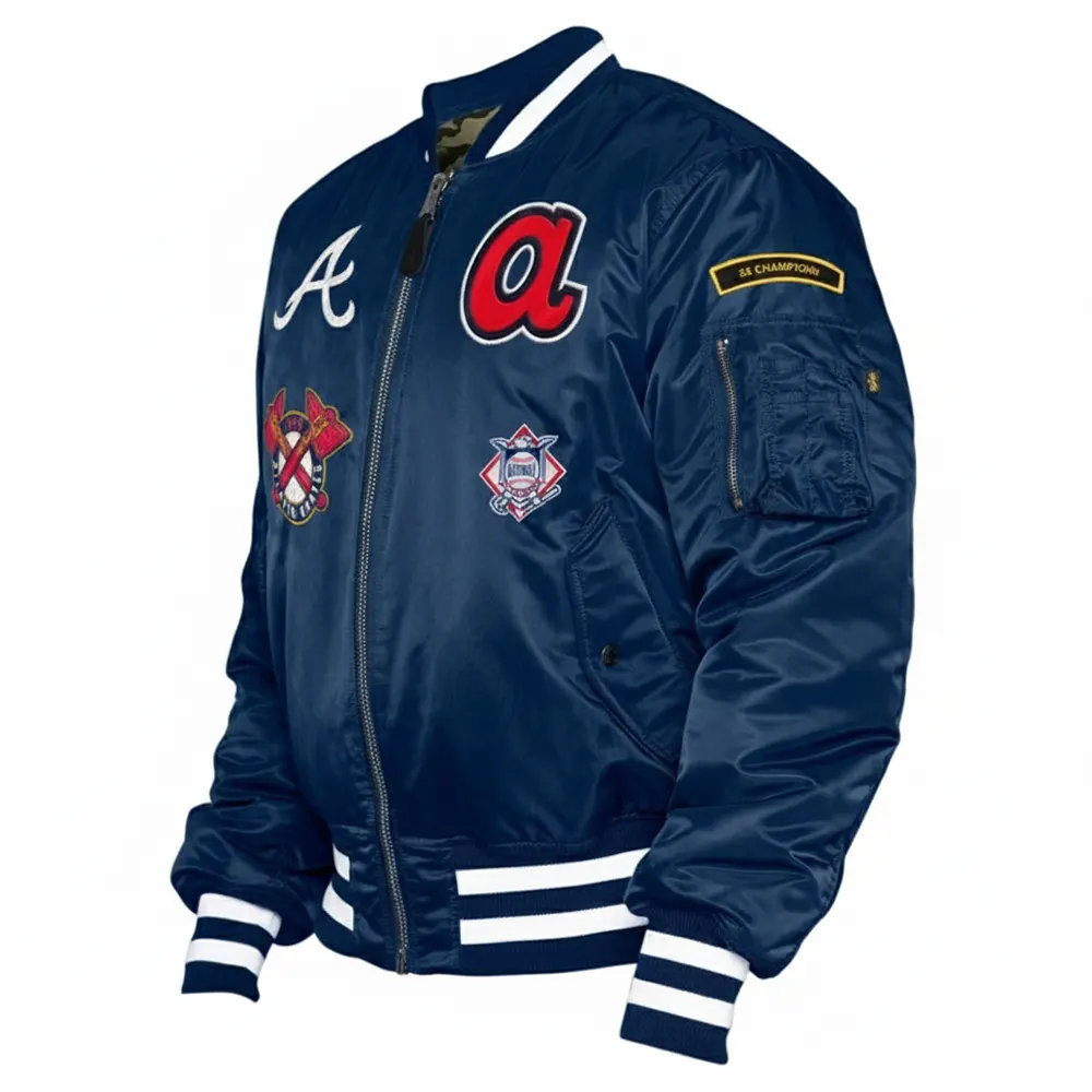 Atlanta braves x new era ma 1 bomber varsity jacket