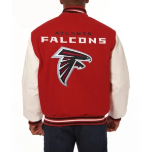 Atlanta falcons domestic two tone wool leather varsity jacket red white 1 1