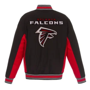 Atlanta falcons full snap black varsity jacket