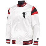 Atlanta Falcons Full-Snap White/Red Satin Varsity Jacket