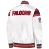 Atlanta falcons full snap satin varsity jacket white red