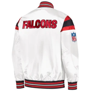Atlanta falcons full snap satin varsity jacket white red