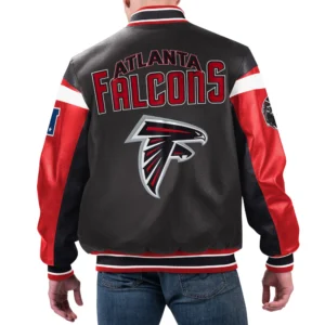 Atlanta falcons full zip leather varsity jacket black 1 1