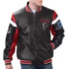 Atlanta falcons full zip leather varsity jacket black 1