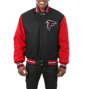 Atlanta falcons handmade wool varsity jacket black red 1