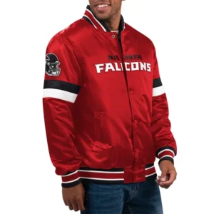 Atlanta falcons home game satin varsity jacket red 1