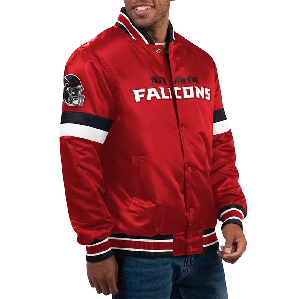 Atlanta falcons home game satin varsity jacket red 1
