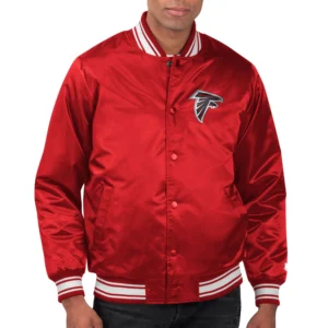 Atlanta falcons locker room satin varsity jacket red 1