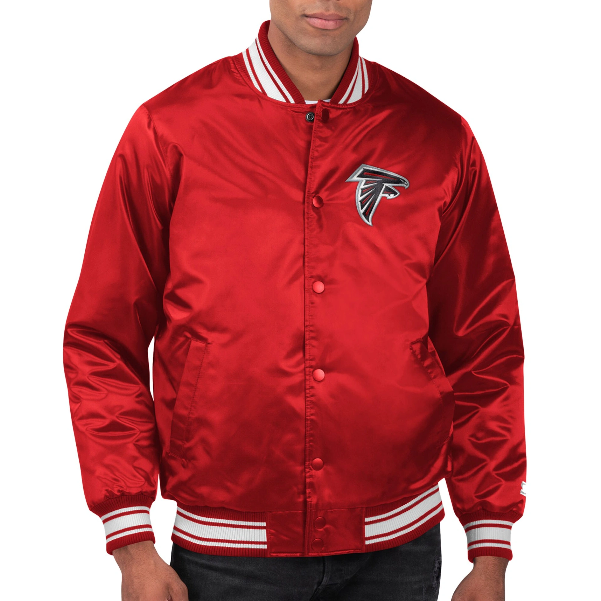 Atlanta falcons locker room satin varsity jacket red 1