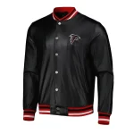 Atlanta Falcons Metallic Black Leather Jacket