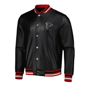 Atlanta falcons metallic black leather jacket