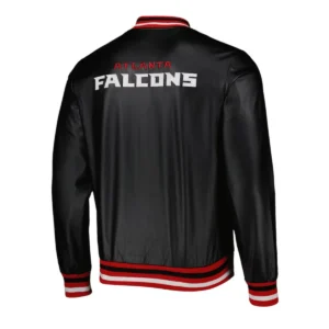 Atlanta falcons metallic bomber black leather jacket
