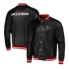 Atlanta falcons metallic full snap bomber leather jacket