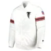 Atlanta falcons power forward full snap satin varsity jacket white 1
