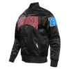 Atlanta falcons pro standard crest emblem black satin varsity jacket 1