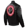 Atlanta falcons pro standard crest emblem black satin varsity jacket 3