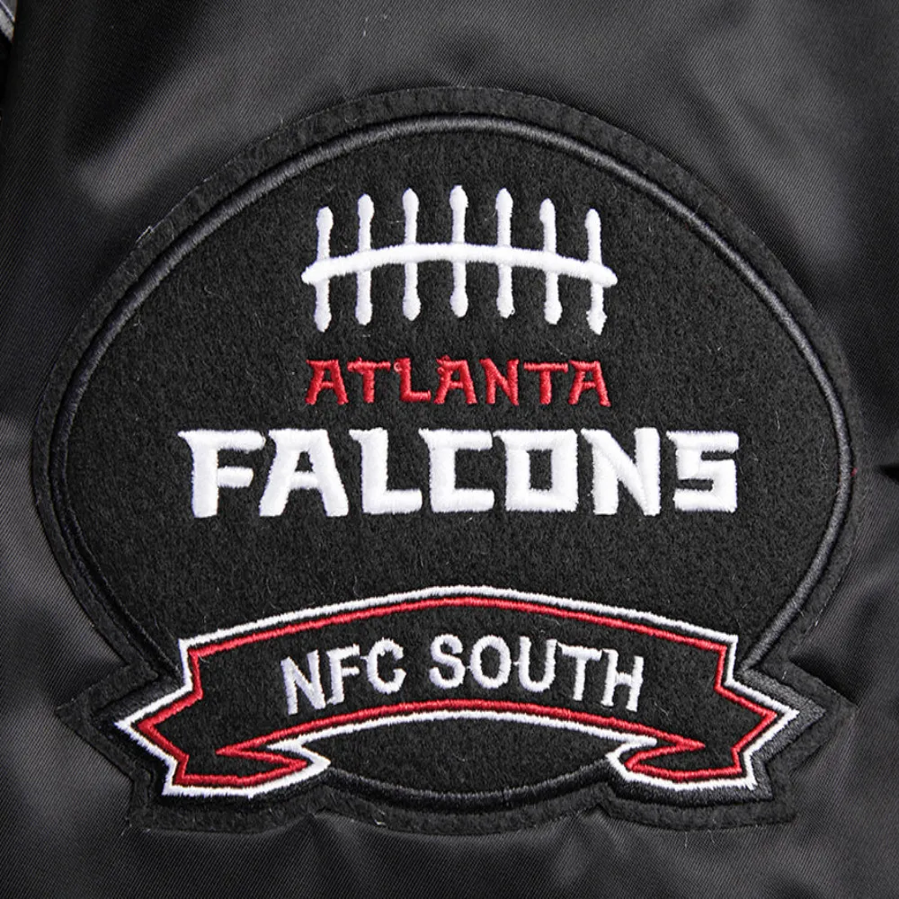 Atlanta falcons pro standard crest emblem black satin varsity jacket 6