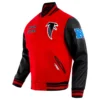 Atlanta falcons pro standard retro classic red and black varsity jacket 1