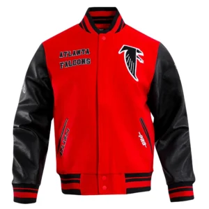 Atlanta falcons pro standard retro classic red and black varsity jacket 2