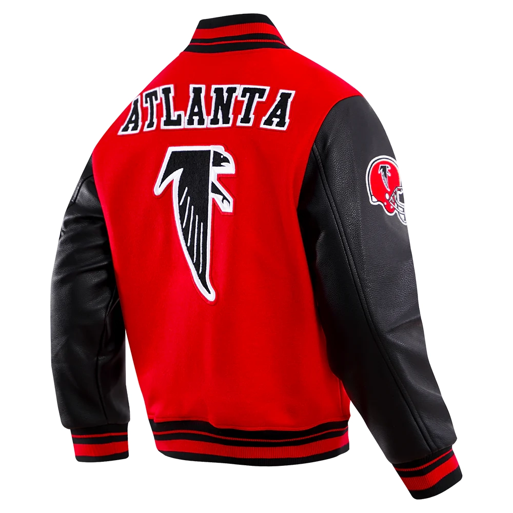 Atlanta falcons pro standard retro classic red and black varsity jacket 3