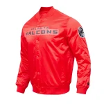 Atlanta Falcons Big Logo Red Satin Varsity Jacket