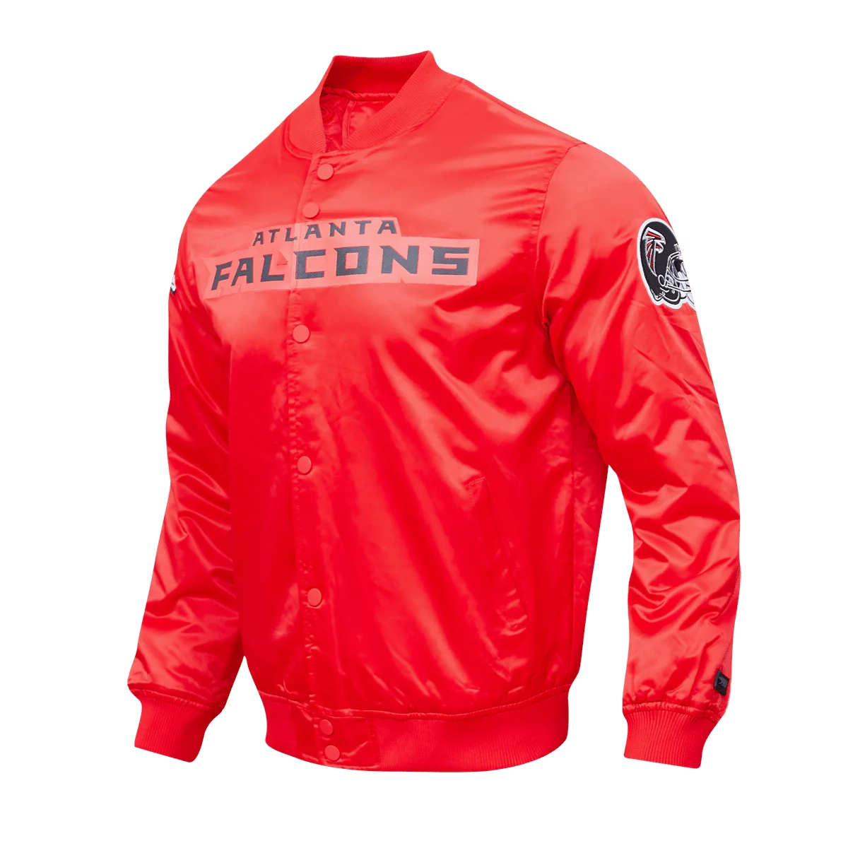 Atlanta falcons pro standard team big logo red satin varsity jacket 1