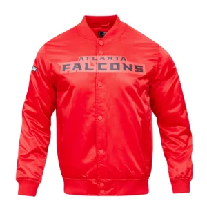 Atlanta falcons pro standard team big logo red satin varsity jacket 2