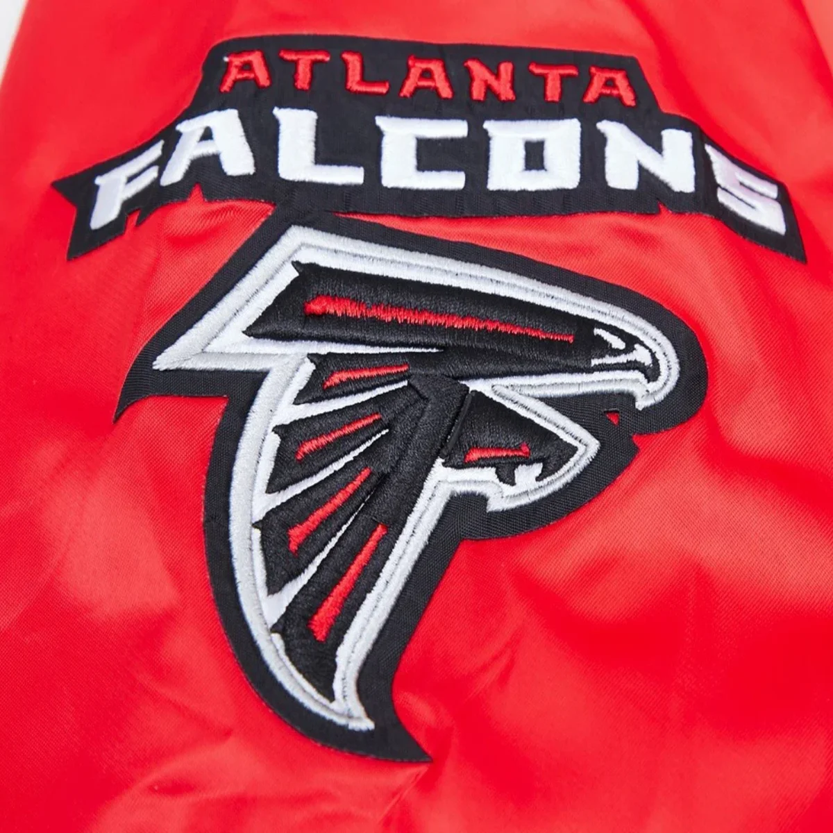 Atlanta falcons pro standard team big logo red satin varsity jacket 5
