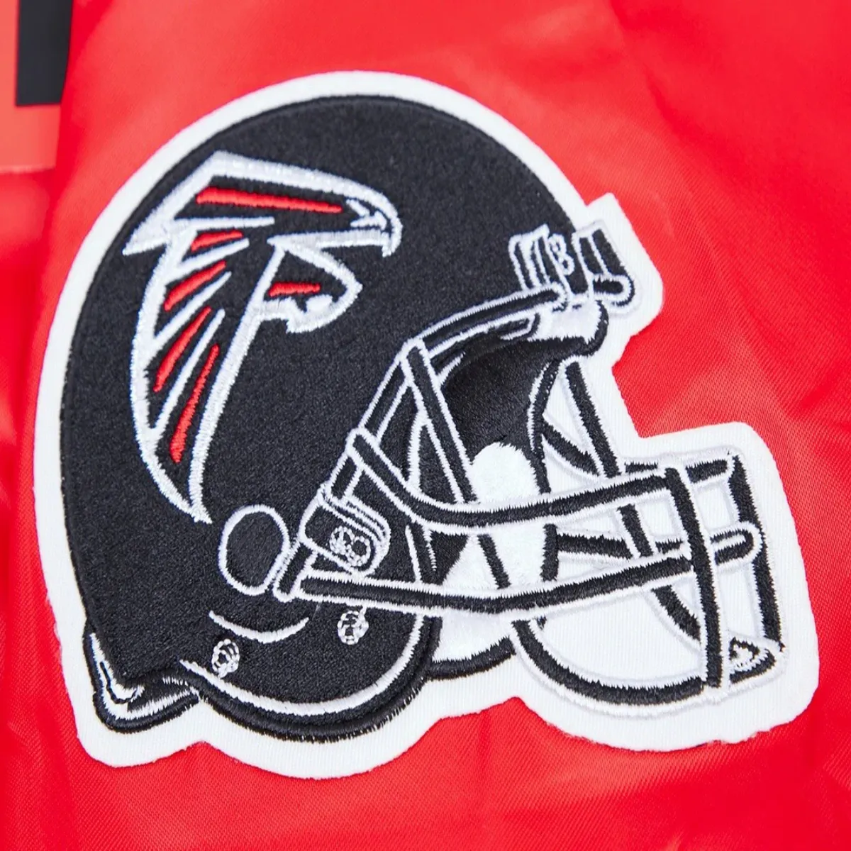 Atlanta falcons pro standard team big logo red satin varsity jacket 6