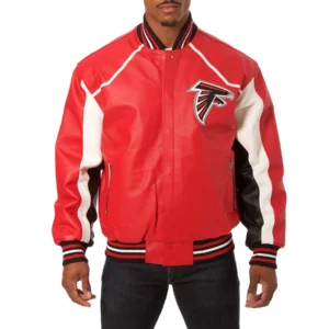 Atlanta falcons real leather varsity jacket red 1