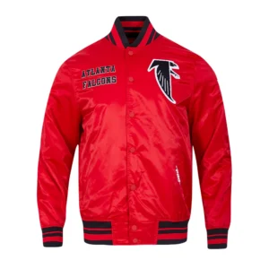 Atlanta falcons retro classic full snap red satin jacket