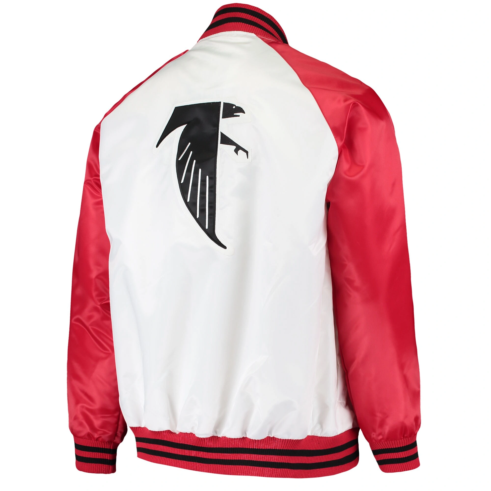 Atlanta falcons starter clean up throwback white and red varsity jacket 2