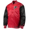 Atlanta falcons starter enforcer red and black satin varsity jacket 1