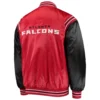 Atlanta falcons starter enforcer red and black satin varsity jacket 2