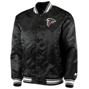 Atlanta falcons starter locker room black satin varsity jacket 1